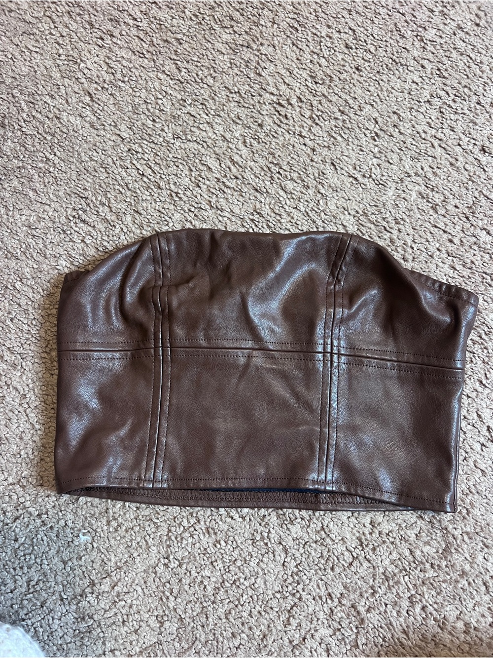 SHEIN Brown Faux Leather Strapless Mini Skirt